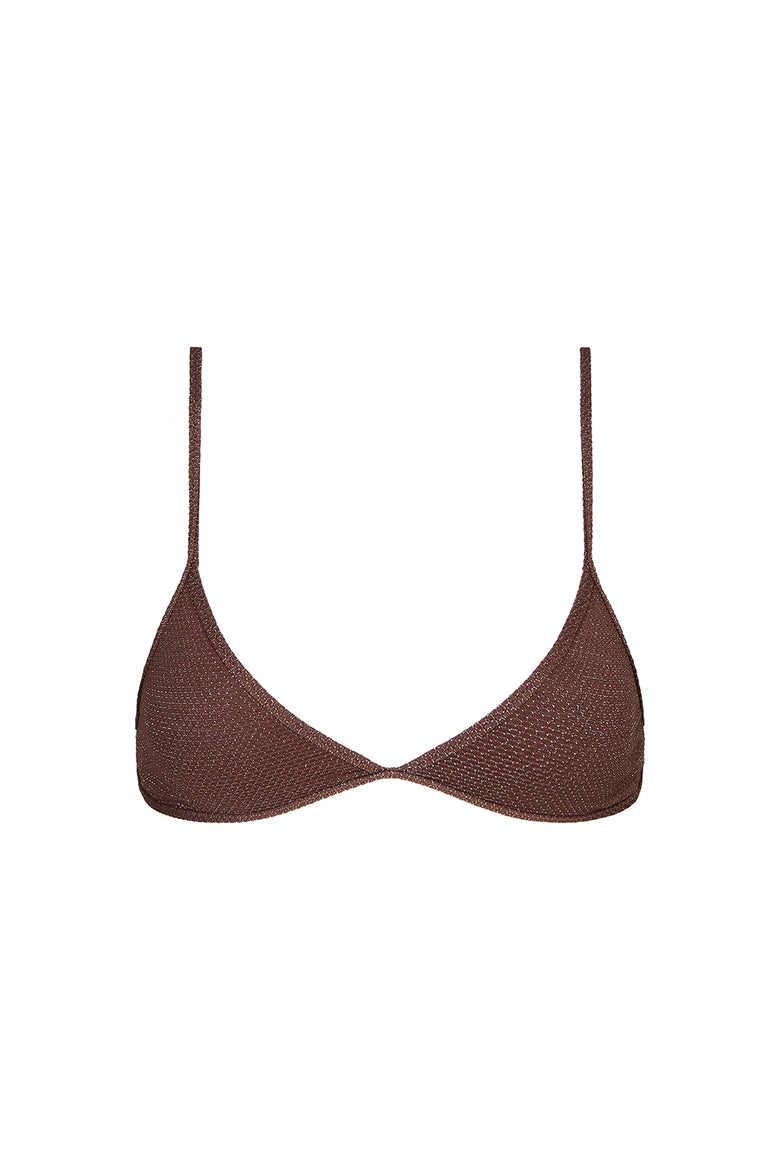 ischia top in coffee lurex