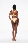 la plage bottom in pink/yellow jacquard