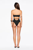 orb strapless one piece in black soft compression