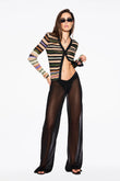 sheer palazzo pant in black