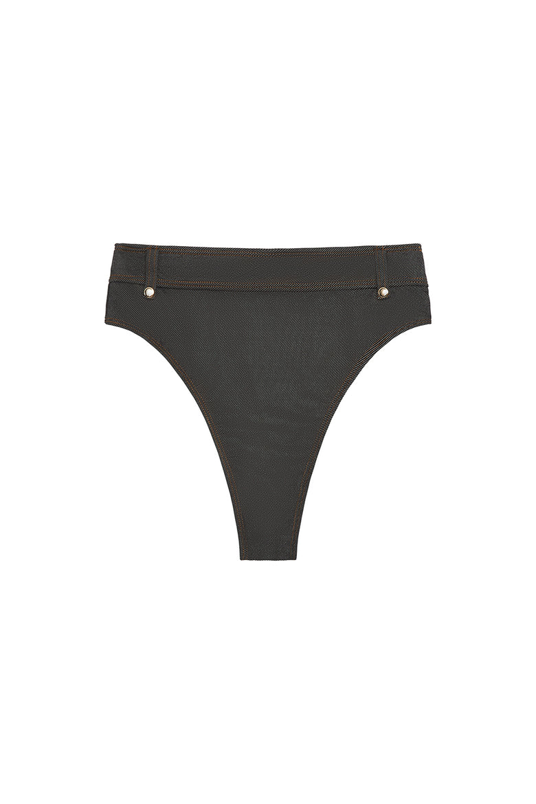 raw denim highrise bottom in black denim