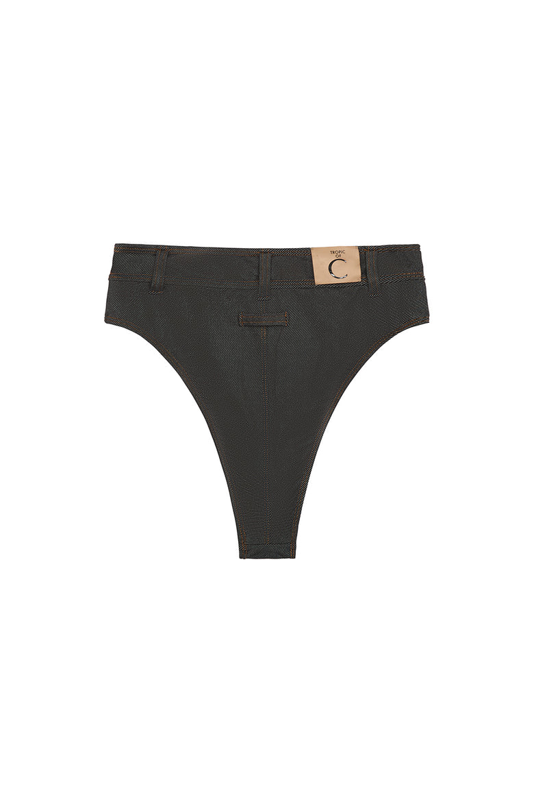 raw denim highrise bottom in black denim