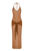 lana dress in rust
