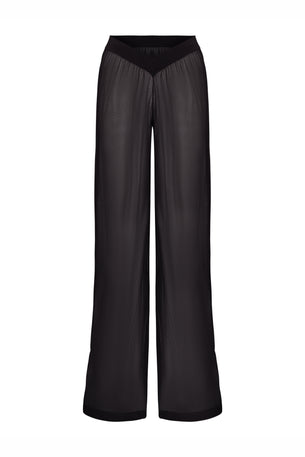 sheer palazzo pant in black