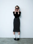 noblesse skirt in black and white stripe