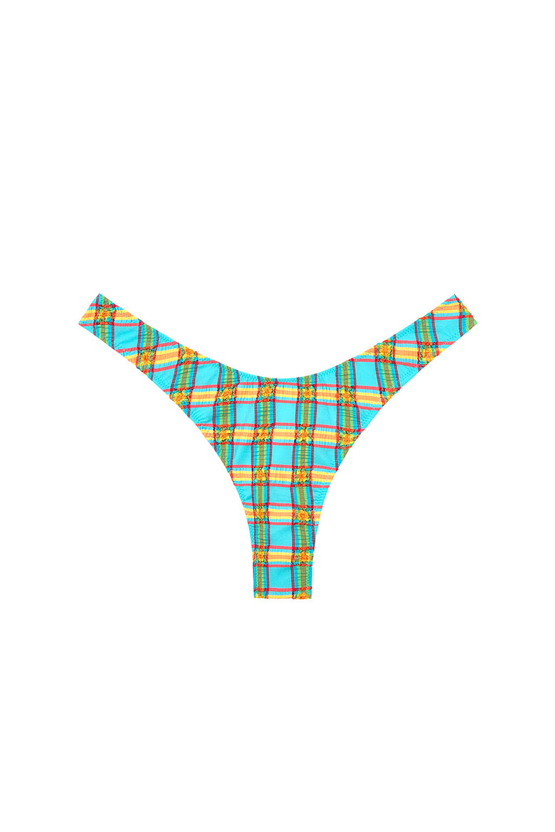 curve bottom in aqua plaid