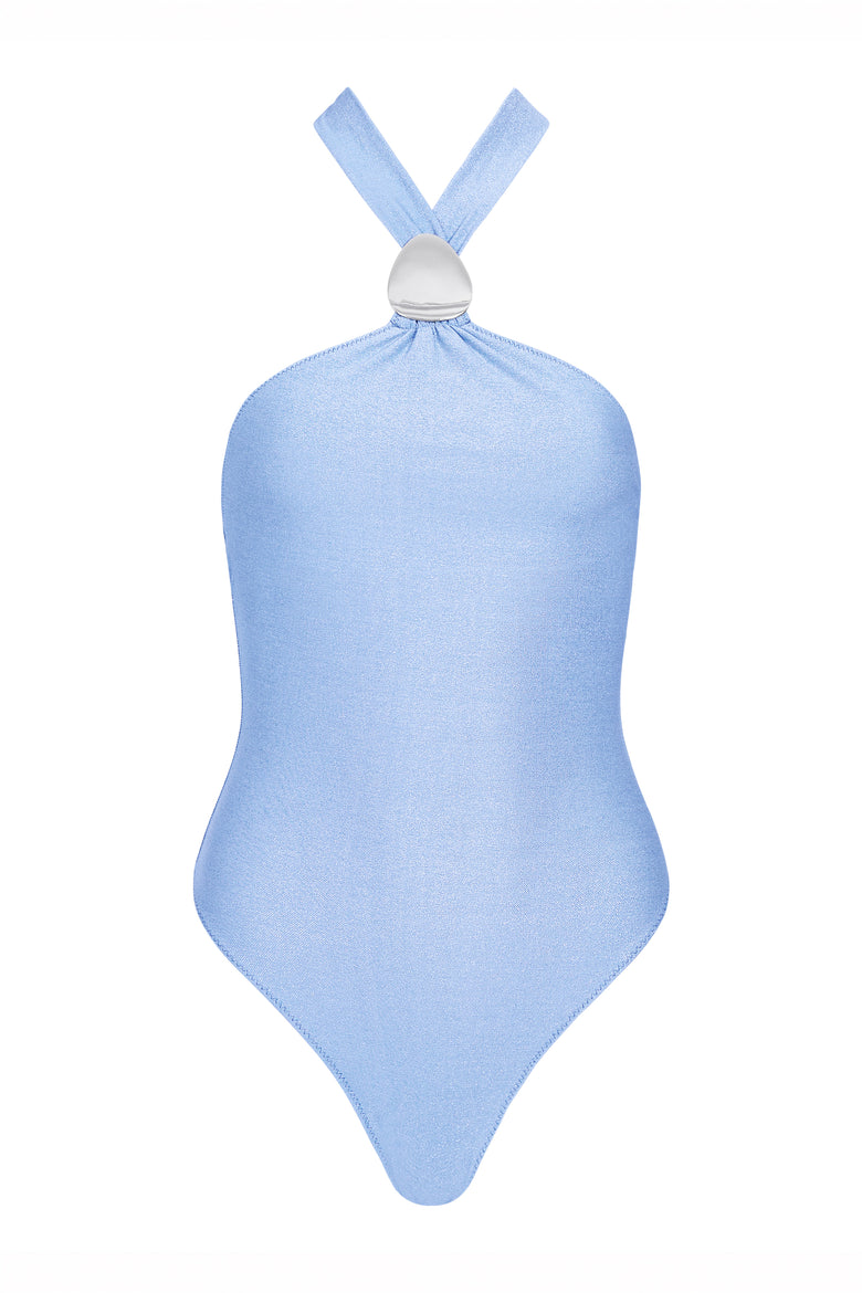 halo one piece in sky lurex