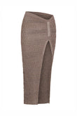 izu split skirt in taupe with silver lurex
