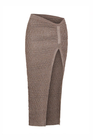 izu split skirt in taupe with silver lurex