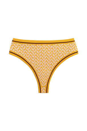 la plage bottom in pink/yellow jacquard