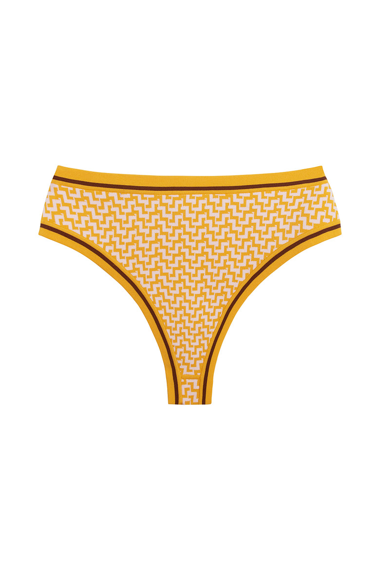 la plage bottom in pink/yellow jacquard