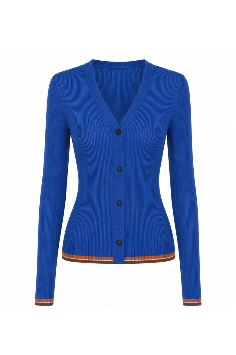 paloma ribbed cardigan in cobalto