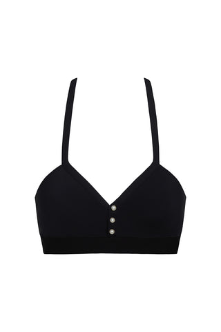 perla top	in black eco-compression